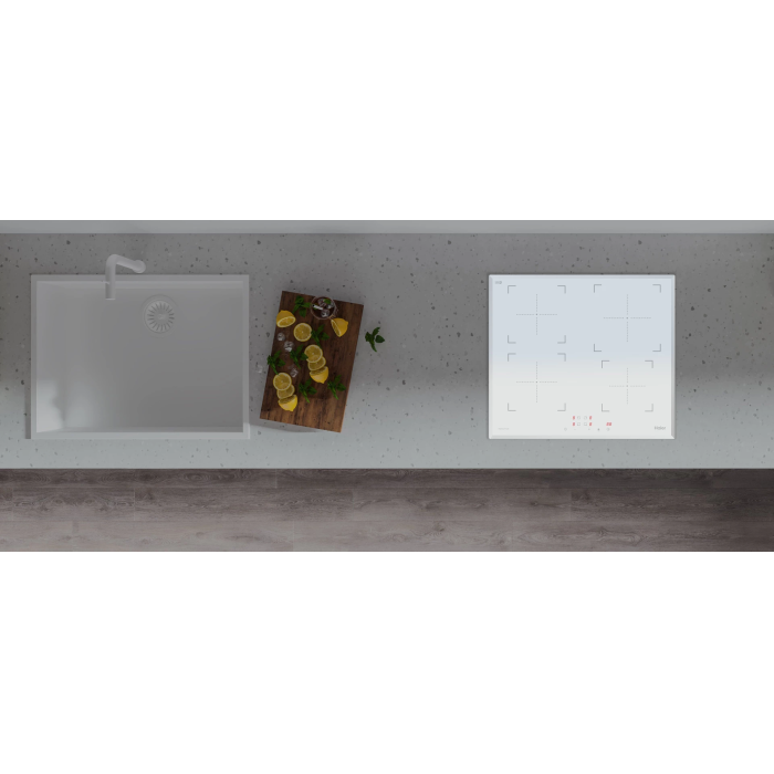 Белая индукционная варочная поверхность HAIER HHY-Y64NVW с сенсорным управлением и распознаванием посуды. Заказать с доставкой по Бишкеку