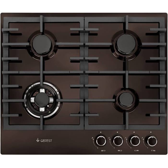 GEFEST ПВГ 1214-01 К7 — газовая варочная панель на 4 конфорки с коричневой эмалированной поверхностью — Onbir.kg Бишкек, Кыргызстан