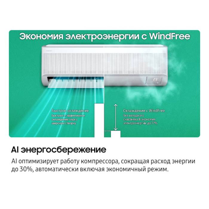 Кондиционер SAMSUNG AR60F09C1DWNER WindFree™, inverter (до 27 м²)