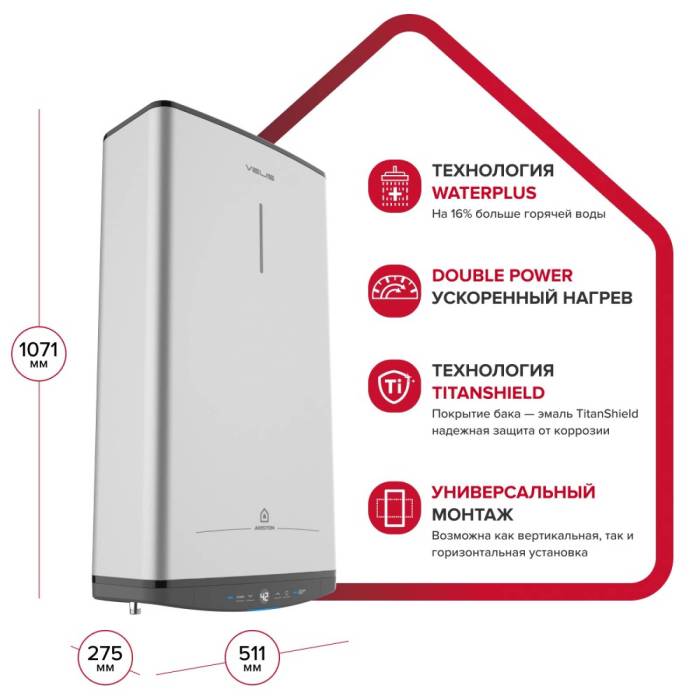 ARISTON ABSE VLS PRO PW 80 — электронное управление с цифровым дисплеем — Onbir.kg.