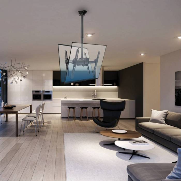 ARM MEDIA LCD-1850 BLACK — прочный потолочный кронштейн для телевизоров и мониторов диагональю 26"–65" и весом до 2×45 кг.