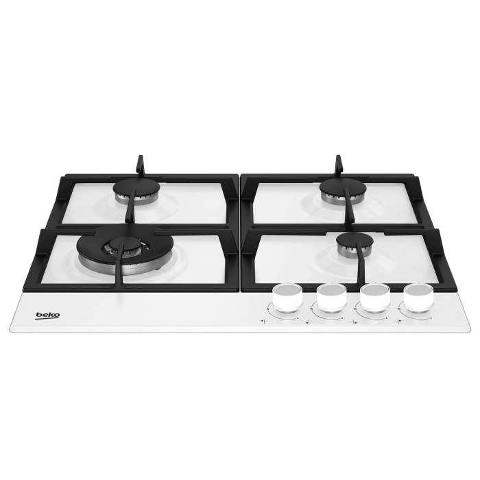 Газовая панель Beko HIAW64225SW — белый металлический корпус и чугунные решетки, заказать онлайн