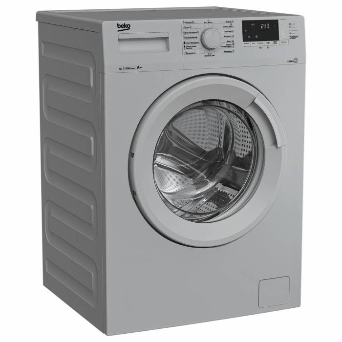 Стиральная машина Beko SteamCure WSRE6512ZSS серебристого цвета, загрузка 6 кг, 15 программ, заказать в Бишкеке с доставкой