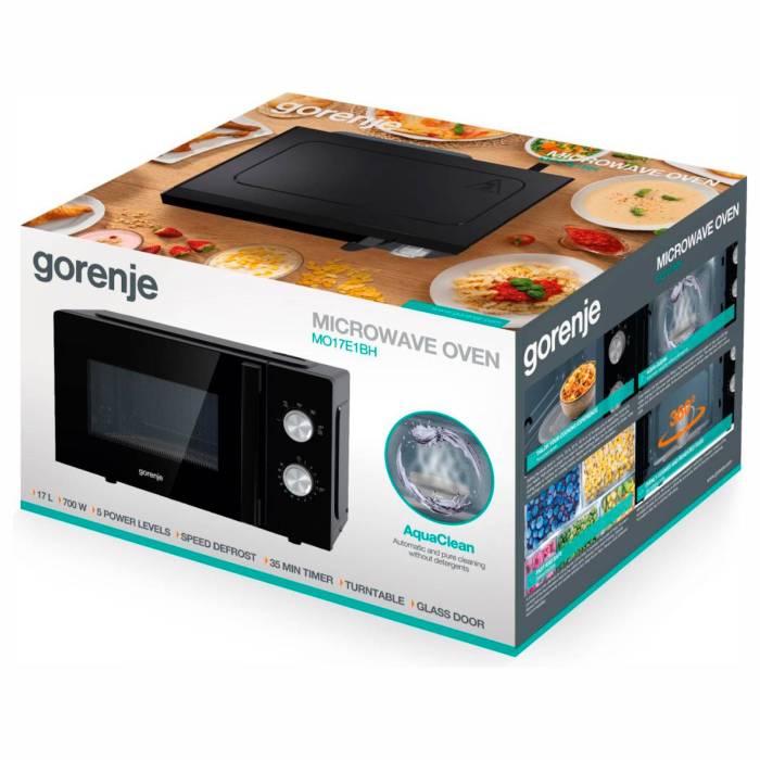 Gorenje MO17E1BH — компактная и удобная модель для дома и офиса, простое и надежное управление без дисплея