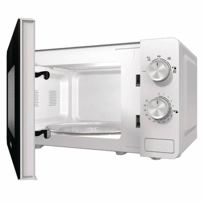 Gorenje MO17E1W — габариты без упаковки: 451×257×343 мм, вес 10,6 кг. Удобна для кухни, офиса или дачи. Купить с доставкой в Кыргызстане