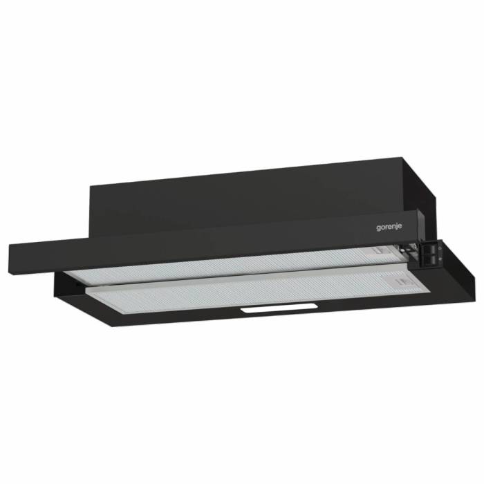 Gorenje TH606E4B — встраиваемая выдвижная вытяжка, чёрная, компактная и современная, купить в Бишкеке