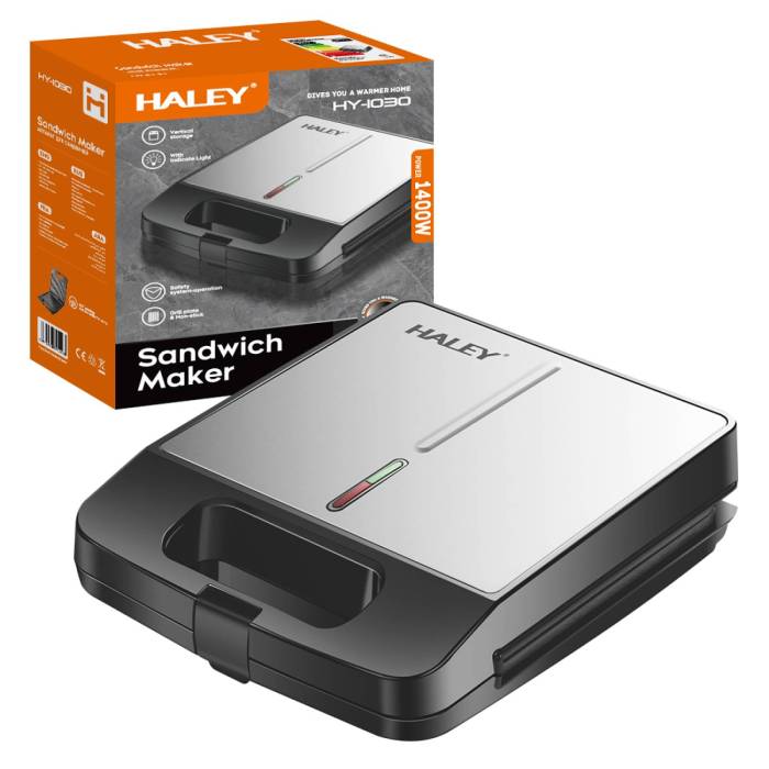 Haley HY-1030 — электрический сэндвич-мейкер 1400 Вт из пищевой стали, купить в Бишкеке с доставкой