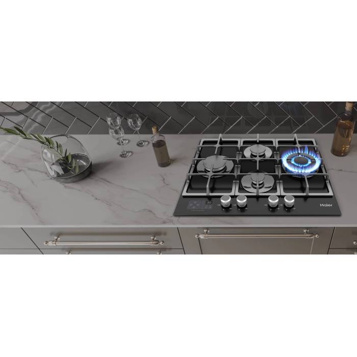 Газовая варочная панель Haier HHX-G64CWSB с сенсорным таймером. Доставка по регионам Кыргызстана