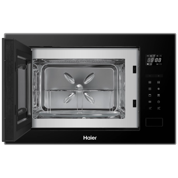 Haier HMX-BTG259B: встраиваемая микроволновая печь с грилем, 25 литров и мощностью 900 Вт, электронное управление.