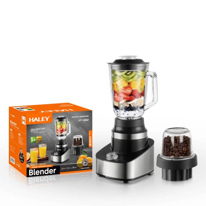 Haley HY-962 — блендер с кофемолкой 1000 Вт, корпус из нержавеющей стали, купить в Бишкеке с доставкой