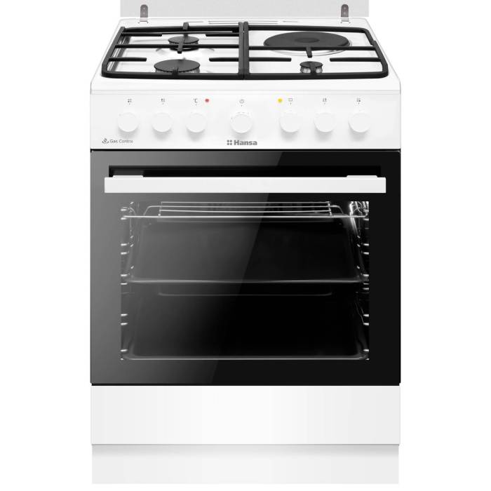 Hansa FCMW68143 — комбинированная плита шириной 60 см в классическом белом цвете, купить онлайн с доставкой в Бишкеке
