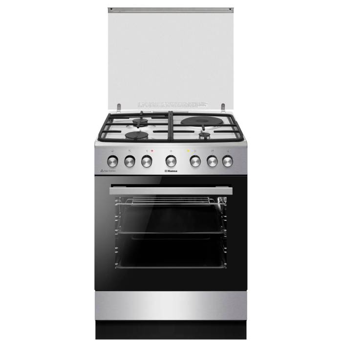 Hansa FCMX68143 — газовые конфорки оснащены электроподжигом и системой газ-контроля для безопасной эксплуатации