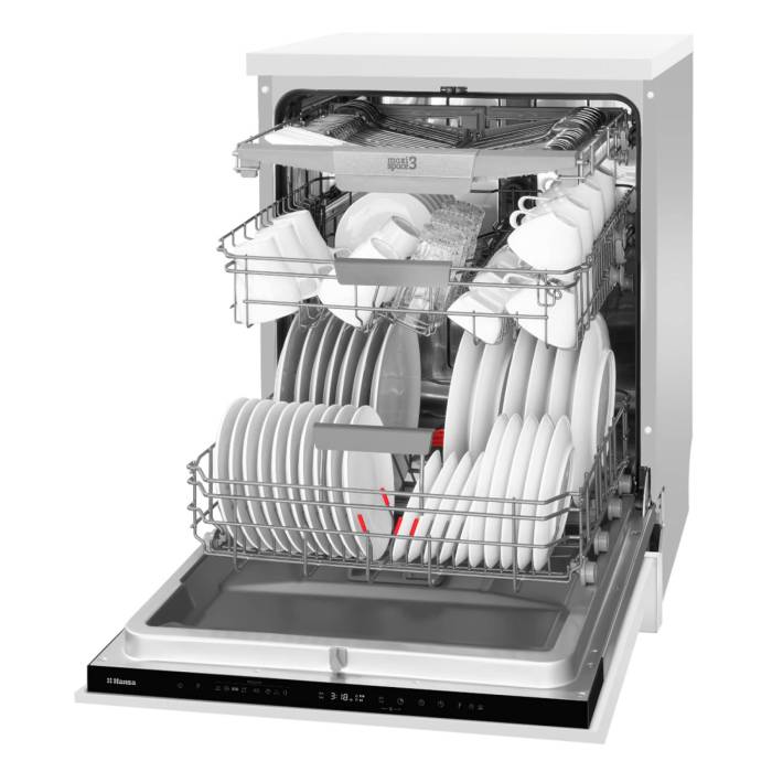 Hansa ZIM628KH — 3 корзины Maxi Space с регулировкой высоты обеспечивают удобное размещение посуды любого размера