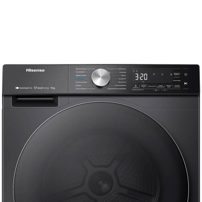 Hisense DH5S902BB — 12 программ, включая Антиаллергию, Шерсть, Пуховые вещи, Детскую одежду и Быструю сушку
