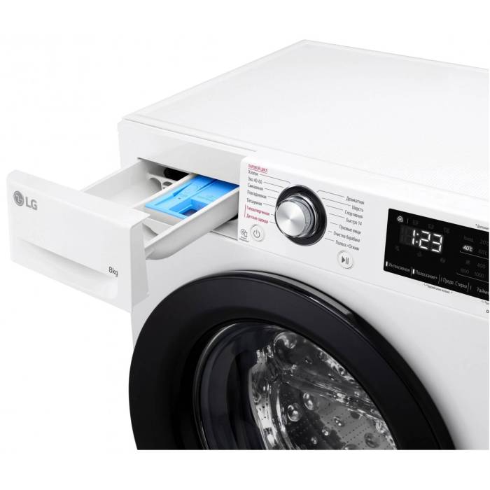 LG F2V3PS6W — стиральная машина с искусственным интеллектом AI DD™, паровой функцией Steam и белым цветом. Бесплатная доставка в Бишкеке