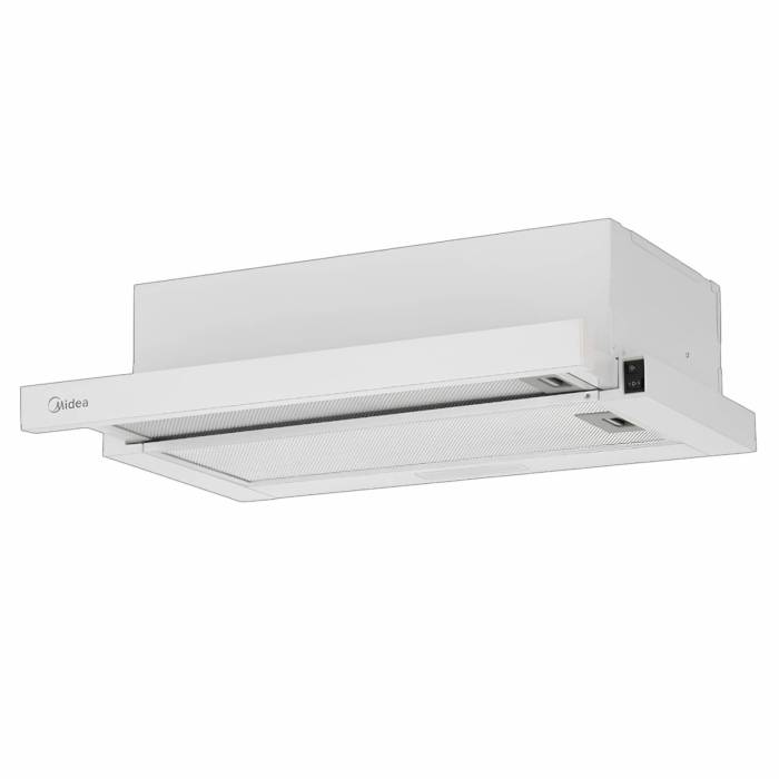 Midea MH60P205W — выдвижная полувстраиваемая вытяжка с производительностью 180 м³/ч, корпус из белого металла, купить в Бишкеке