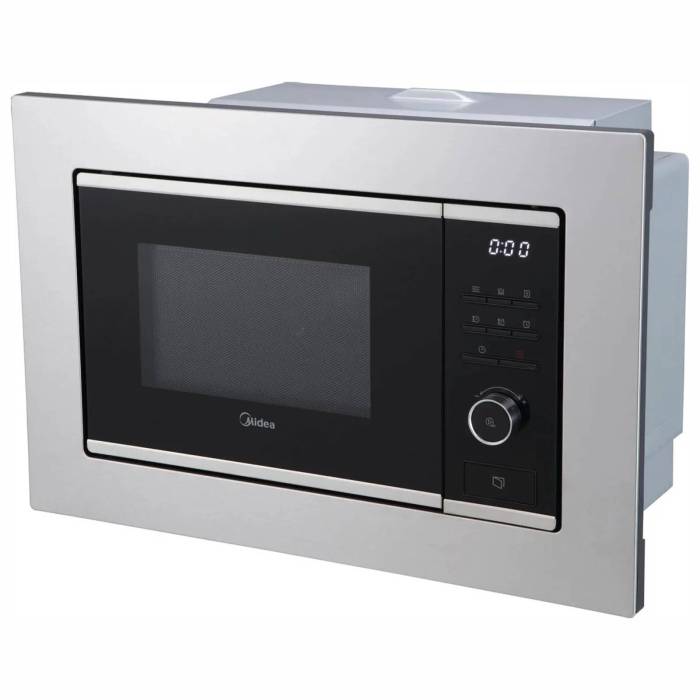 Midea MI72200X — внутренняя камера из нержавеющей стали, дверца с двойным стеклом и рамка из нержавейки. Надёжность и стиль.