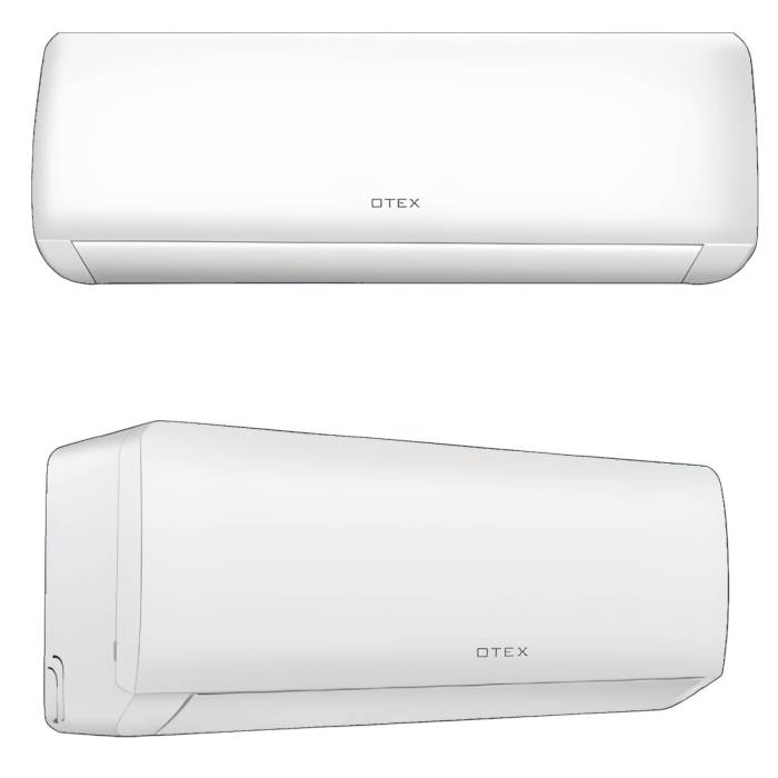 Кондиционер OTEX OWM-12CP — сплит-система для площади до 35 м² с фреоном R32, класс A, и золотым напылением на теплообменниках.