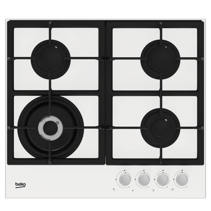 Beko HILW 64225 SW — газовая варочная панель с 4 конфорками и WOK-зоной 3,3 кВт, купить в Бишкеке с доставкой