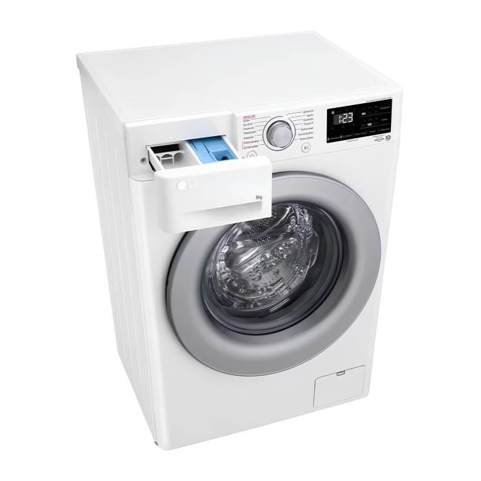 Стиральная машина LG F2V3FS4W, белый цвет, с инверторным мотором и функцией пара Steam — купить с доставкой в Бишкеке
