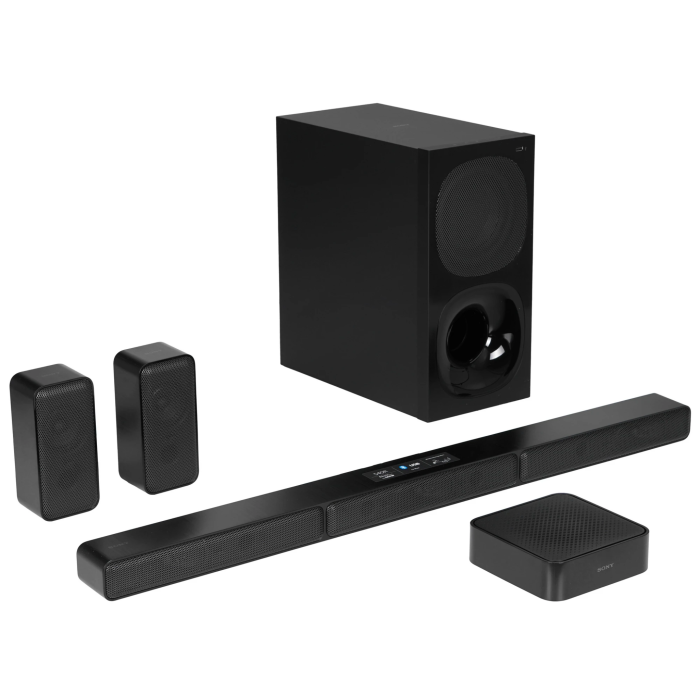 Sony HT-S40R — саундбар 5.1 с мощностью 600 Вт, отдельный сабвуфер, тыловые колонки, черный корпус — Onbir.kg