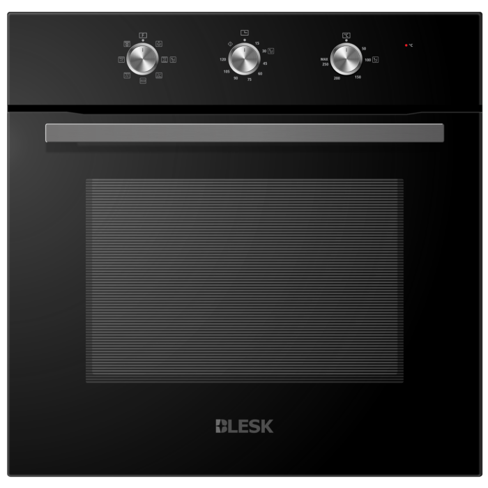 BLKX70M1 — встраиваемая электрическая духовка, объем 70 л, полностью черный стеклянный фасад, 2-слойная стеклянная дверца.