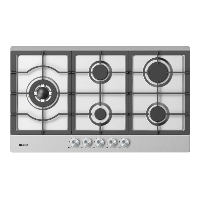 BLESK BZ90G005S, варочная панель BLESK, газовая варочная панель 90 см, нержавеющая варочная панель, электроподжиг, газ-контроль, кухонная техника BLESK, onbir.kg