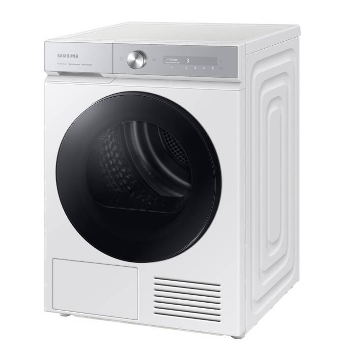 Samsung DV90BB9445GH/LP — AI Control, SmartThings, QuickDrive, внутренняя подсветка барабана, реверсивная дверца, блокировка от детей, защита от складок, система OptimalDry, Smart Control, выбор уровня сушки 4 уровня.