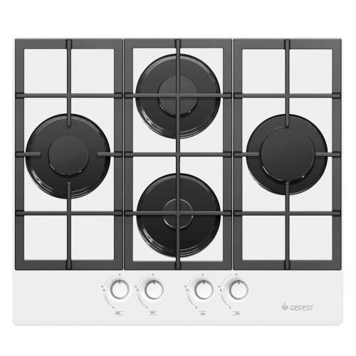 GEFEST ПВГ 2231 К12 — газовая варочная панель на 4 конфорки с белым стеклом — Onbir.kg Бишкек, Кыргызстан