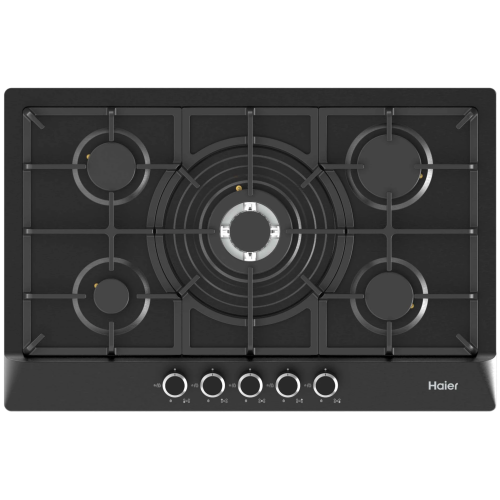 Газовая панель HAIER HHX-M75CWBX: 5 конфорок, в том числе вок, зачёрненная нержавеющая сталь. Заказать с доставкой в Бишкеке