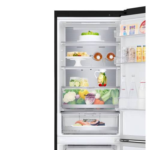 Холодильник LG GC-B459SBUM — стильный черный дизайн, объем 341 л, инверторный компрессор для надежной работы и экономии энергии. Купить с доставкой