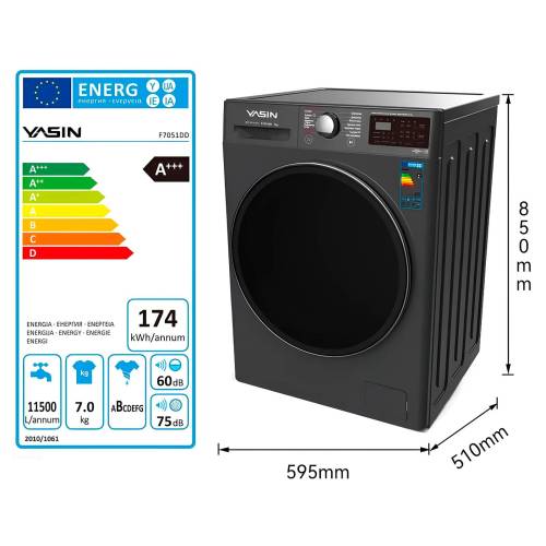 YASIN F7051DD — 15 программ стирки, включая защиту от аллергии, стирку детских вещей и пуховых изделий