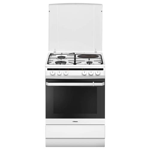 Hansa FCMW64040 — металлическая крышка защищает варочную поверхность от влаги и загрязнений после готовки