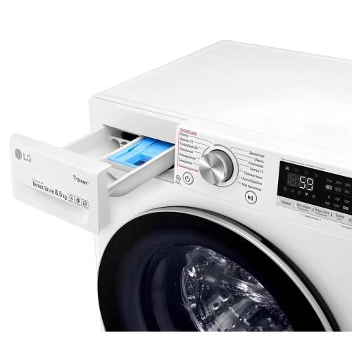 Стиральная машина LG F2V7GW1W — 8.5 кг, Wi-Fi, технология AI DD, управление через телефон, купить с доставкой по Кыргызстану