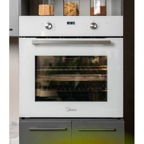 Встраиваемая духовка Midea MO21000GW — класс энергопотребления А, электронный таймер, 2 противня и решетка. Купить с доставкой по Бишкеку.