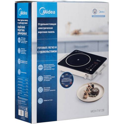 Настольная плита Midea MCH-T412B — индикатор нагрева для безопасности — Onbir.kg.