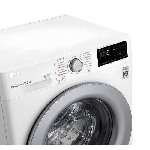 Инверторная стиральная машина LG F2V3GS4W, 8,5 кг, с паром и AI DD™, белая с серым люком. Заказать в Бишкеке