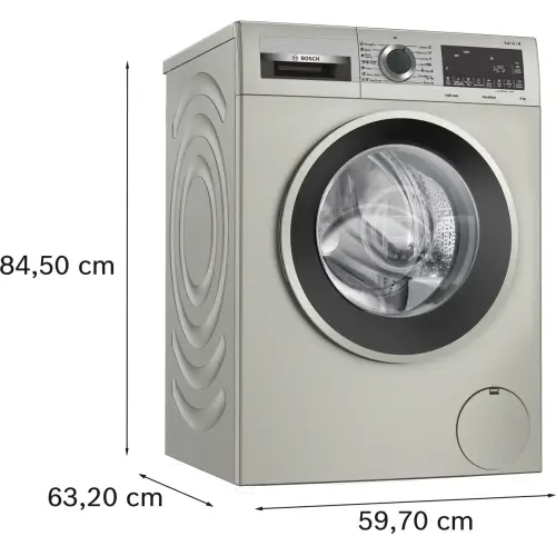 Фронтальный вид стиральной машины Bosch WGA2440XME 9 кг серебристая ONBIR.KG