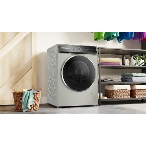 Фронтальный вид стиральной машины Bosch WGB2440XME 9 кг серебристая ONBIR.KG