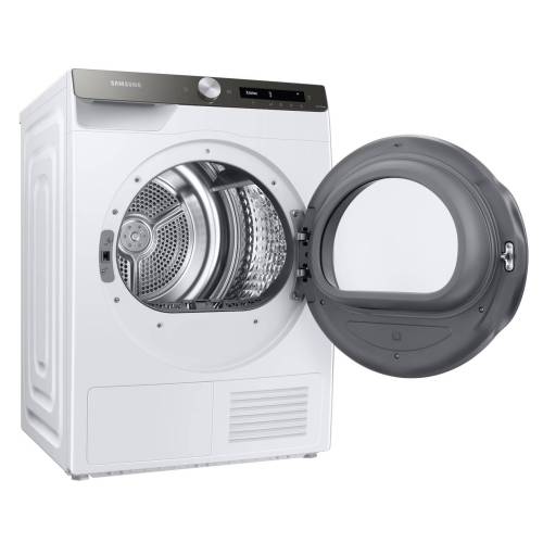 Samsung DV90T5240AT/LP — тип барабана Diamond, материал обработанная сталь, функции Cool Air, Iron Dry, Outdoor, Time Dry, Warm Air, Quick Dry 35’, программы для полотенец, шерсти, хлопка, деликатной, синтетики, рубашек, смешанной загрузки.