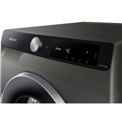 Samsung DV90T6240LX/LP — габариты 60 × 85 × 60 см, глубина с учетом дверцы 65 см, вес нетто 50 кг, WiFi Embedded, совместимость с приложением SmartThings.