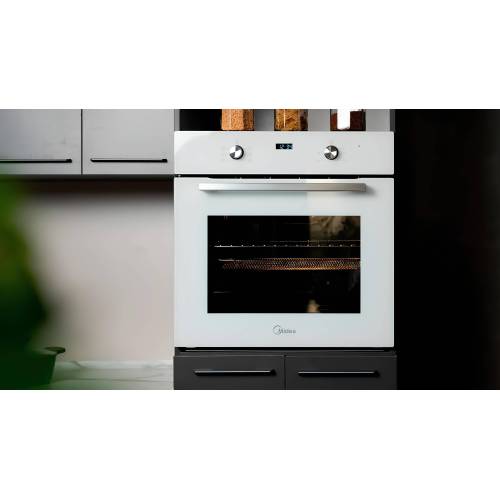 Встраиваемая духовка Midea MO21000GW — 60 л, верхняя конвекция и аэрогриль, белое стекло. Купить с доставкой в Бишкеке и Кыргызстане.